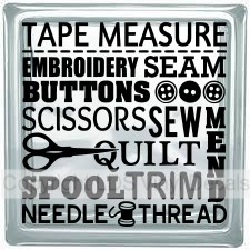 (image for) TAPE MEASURE EMBROIDERY SEAM BUTTONS SCISSORS SEW MEND QUILT...