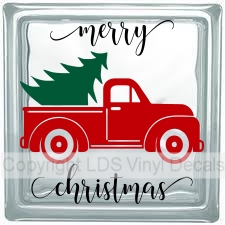 (image for) merry christmas Vintage Truck + Tree (Triple-Color)
