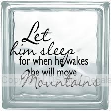 Let him sleep for when he wakes he will move mountains