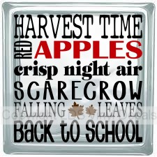 HARVEST TIME RED APPLES crisp night air SCARECROW FALLING LEAVES