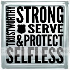 (image for) TRUSTWORTHY STRONG SERVE & PROTECT SELFLESS (with shield)