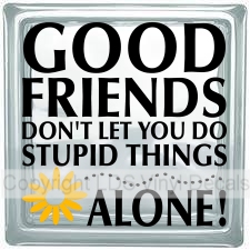 GOOD FRIENDS DON'T LET YOU DO STUPID THINGS ALONE!