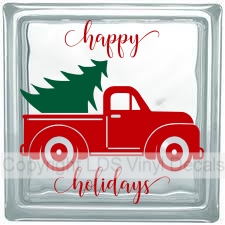 happy holidays Vintage Truck + Tree (Multi-Color)