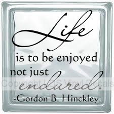 (image for) Life is to be enjoyed not just endured. - Gordon B. Hinckley - Click Image to Close