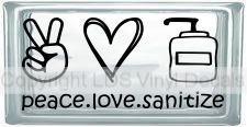 (image for) peace. love. sanitize.