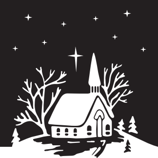 Winter Church Scene (with stars)