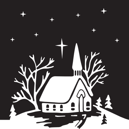 Winter Church Scene (with stars)