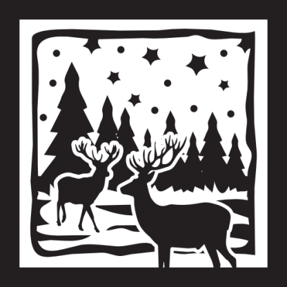Deer Scene (with stars and trees)