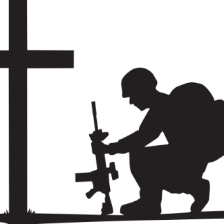 Cross Kneeling Soldier